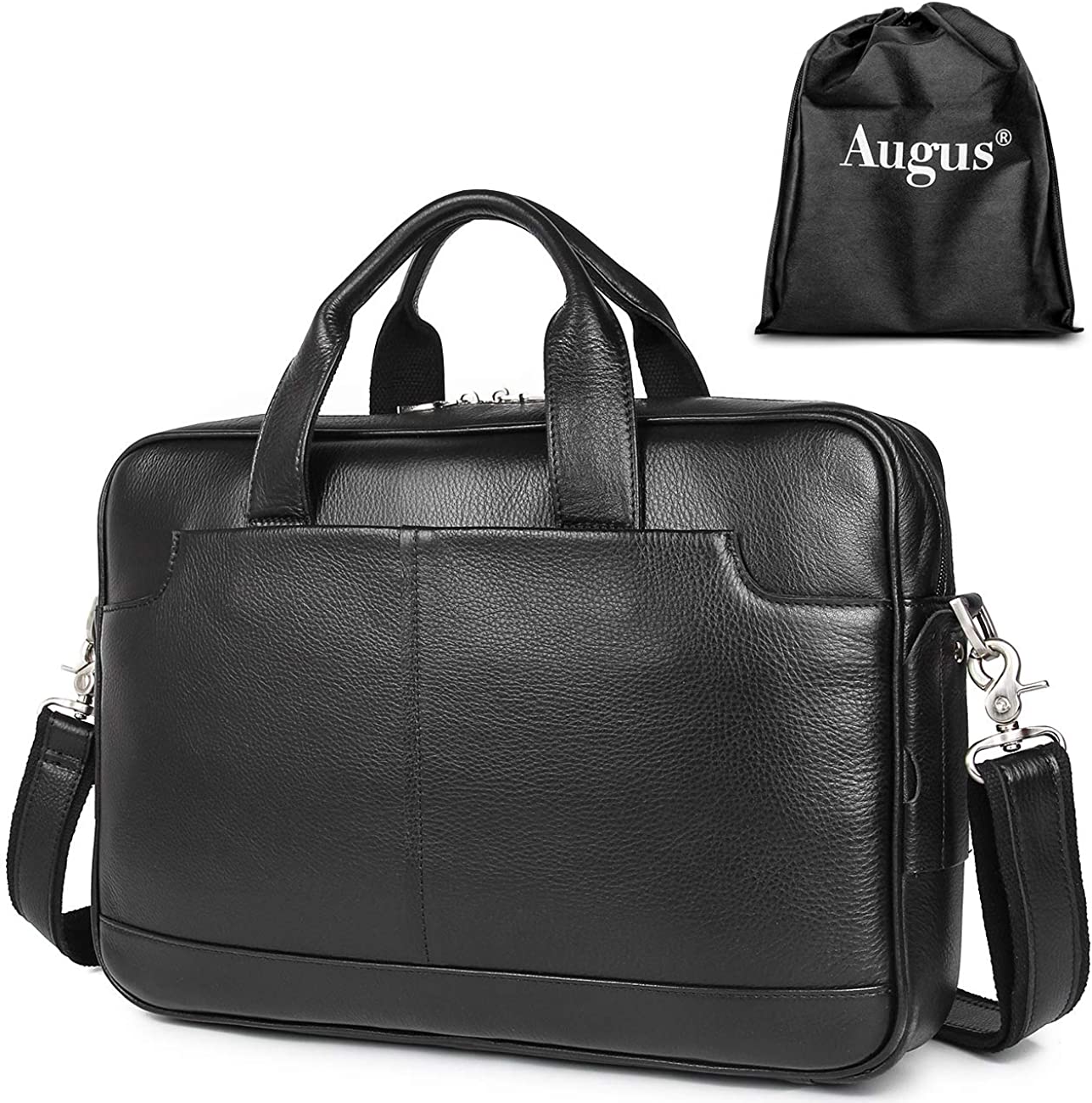 Augus Leather Laptop Briefcase for Men,Waterproof Travel Messenger Duffle Bags 15.6 Inch Laptop Bag - Image 7